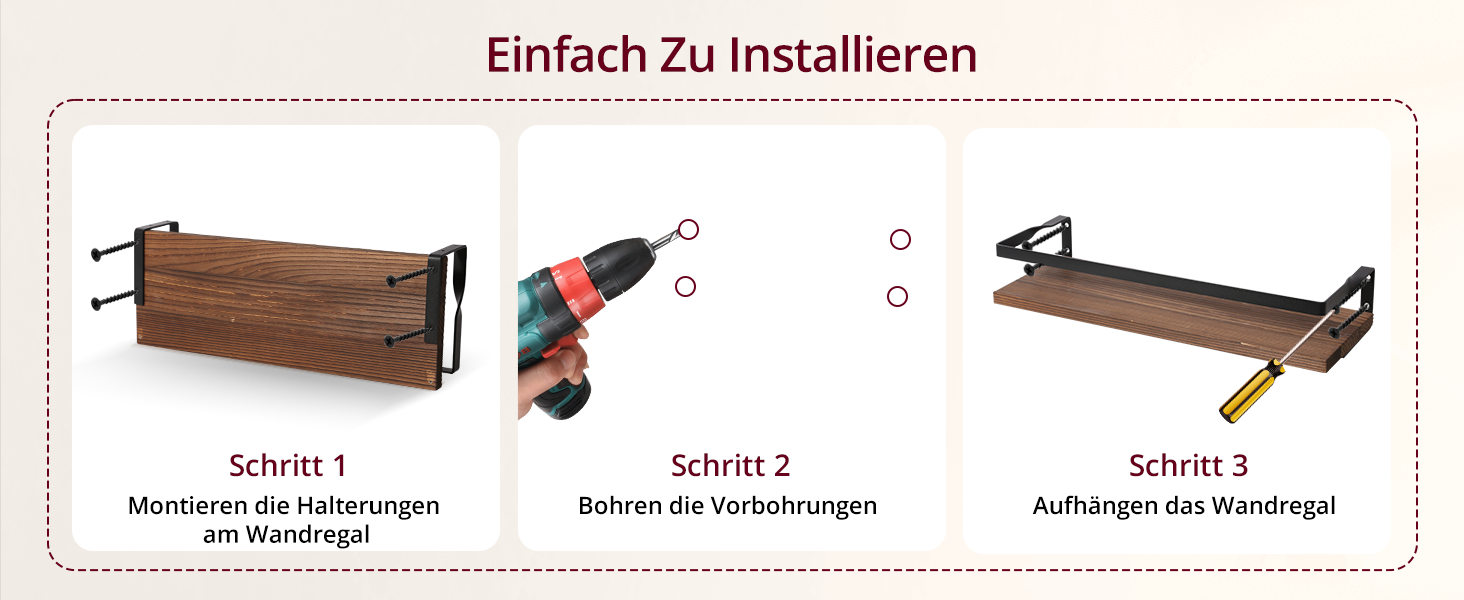 Набір навісних дерев'яних полиць Uten у рустикальному стилі з тримачем для рушників, 2 шт., світло-коричневий (ретро-кава) для ванної, кухні, вітальні та спальні