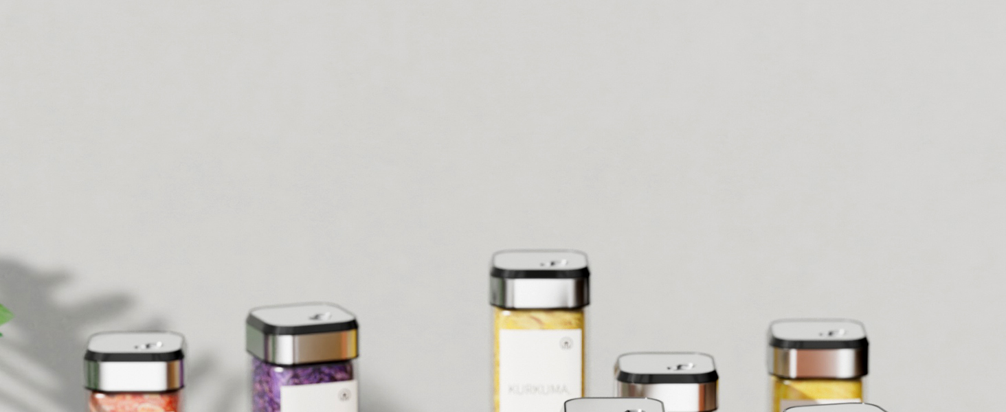 Набір скляних банок для спецій Miorkly 24 шт. з дозатором, 120 мл - органайзер для спецій