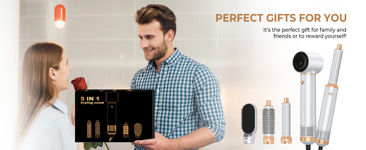 MogaWave Air Styler Pro 6 в 1: Фен-щітка, стайлер для волосся 1000W (білий)
