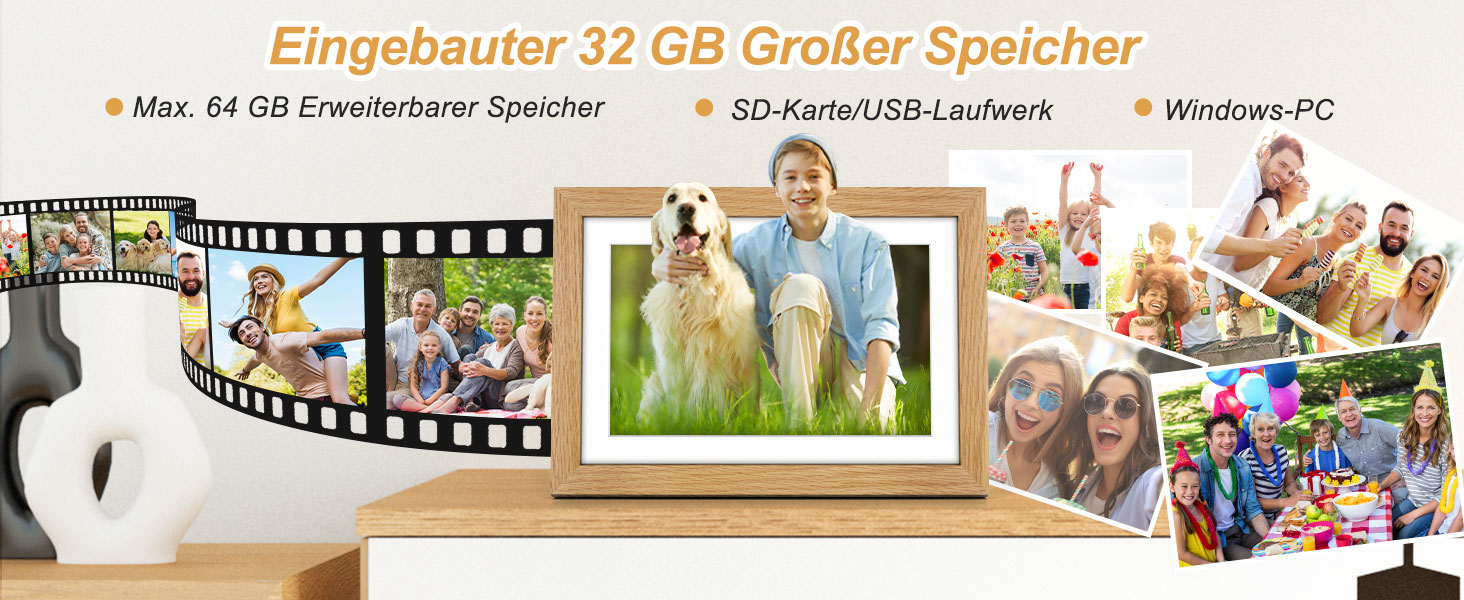 Цифровий фоторамка з дерева, Wi-Fi, 32GB, 10.1