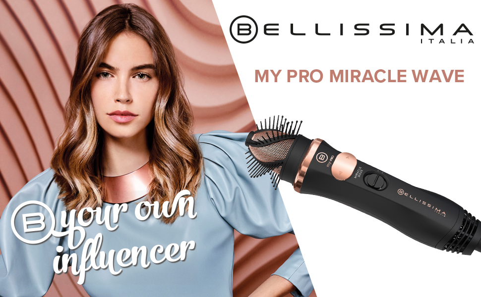 Повітряна щітка Bellissima My Pro Miracle Wave GH19 1100 м'яка, природна хвиля, приємна для волосся, авто. Обертання