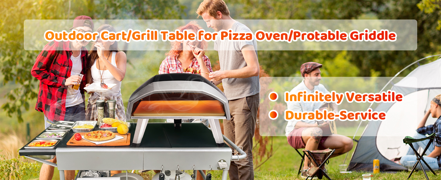 Гриль-возок GFTIME для піци та грилю: сумісний з Koda, Karu, Fyra, Ninja Woodfire, Blackstone, Weber Q. Розміри: 128 x 64 x 78 см.