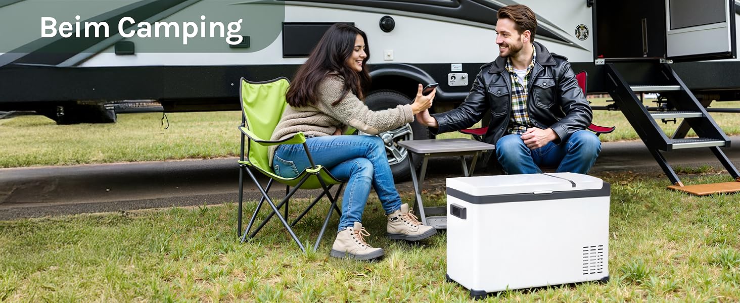 Автомобільний холодильник WOLTU 30л, електричний 12/230V, двозонний, для авто, пляжу, пікніка - білий + адаптер