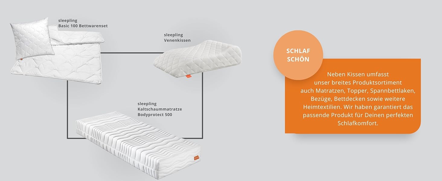 Подушка для ніг Sleepling Venenkissen: для підтримки ніг та комфортного сну, 40 x 68 x 16.5 см, 100% бавовна, Ökotex 100, Made in EU