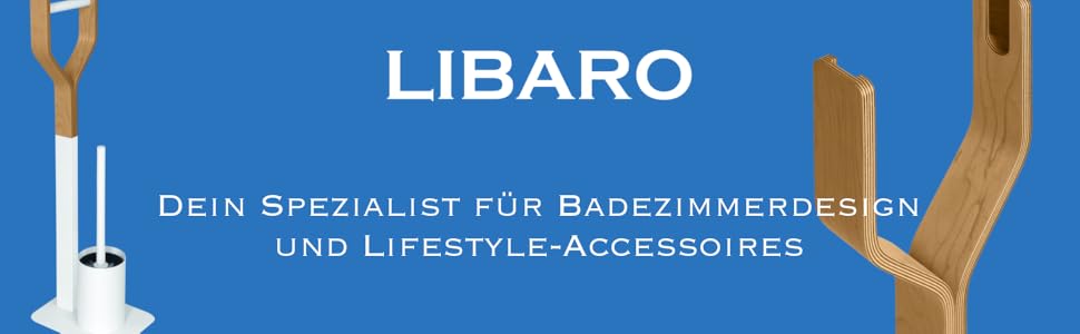 Набір для унітазу Libaro - TRIEST - тримач для унітазу - щітка для унітазу білого кольору - дерев'яний тримач для рулону рушника - щітка для унітазу - з пластиковою вставкою