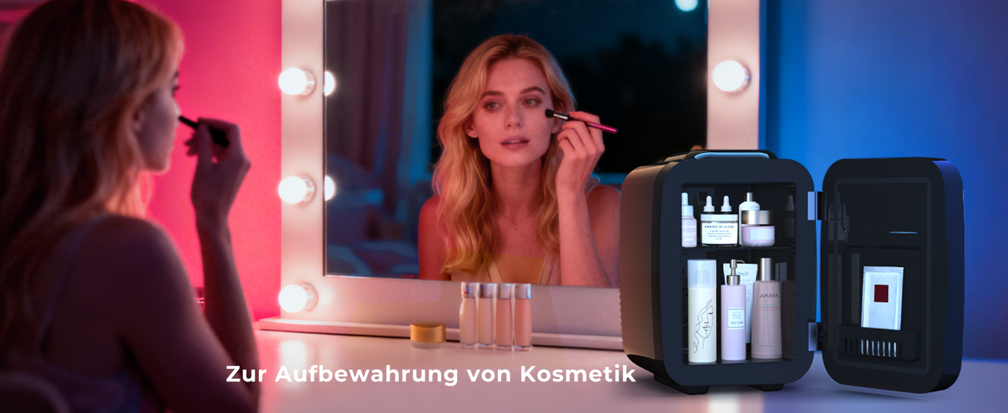 Міні-холодильник BEICHEN 4Л з RGB-підсвіткою, функція охолодження та підігріву 2в1, для напоїв, косметики та геймінгу, AC 220V/DC 12V (Чорний)