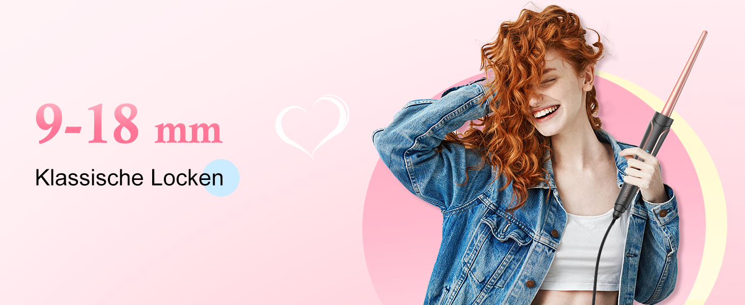 BESTOPE PRO Локкенстаб: Набір для завивки волосся 5-в-1 з 3 насадками, регулюванням температури, швидким нагрівом, рукавичкою та кліпсами, рожеве золото