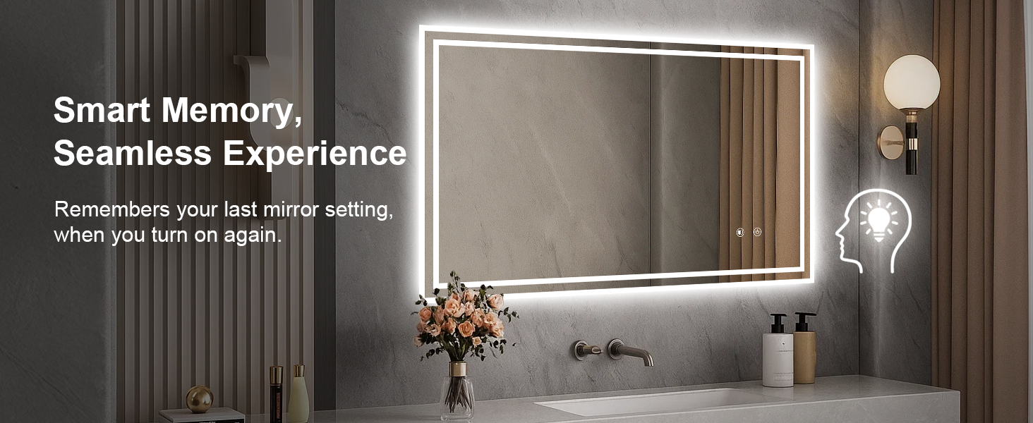 Дзеркало для ванної кімнати Youyijia з підсвічуванням, 70x50 см, з антизапарюючим покриттям, сенсорним вимикачем, 3 кольори світла, регулювання яскравості, 3500K-6500K