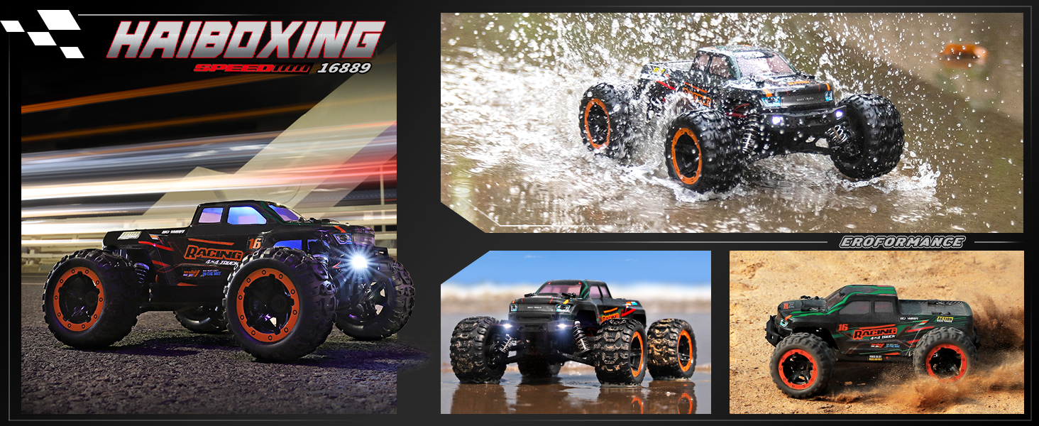 Радіокерований монстр-трак HAIBOXING 1:16, позашляховик 36 км/год, водонепроникний RTR для дітей та дорослих
