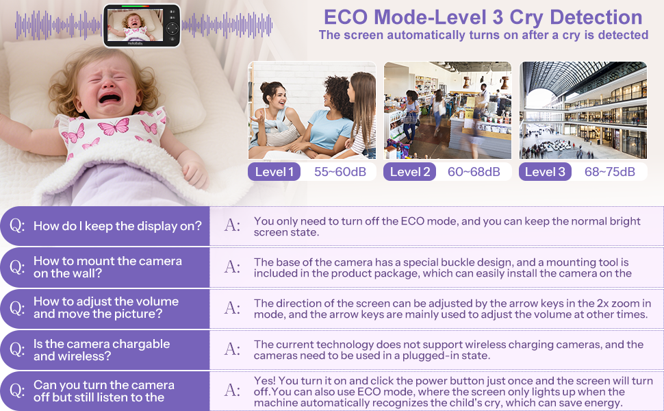 Радіоняня HelloBaby з камерою, 29 год автономії, поворотна камера 318°/120°, нічна зйомка, двосторонній зв'язок (HB50)