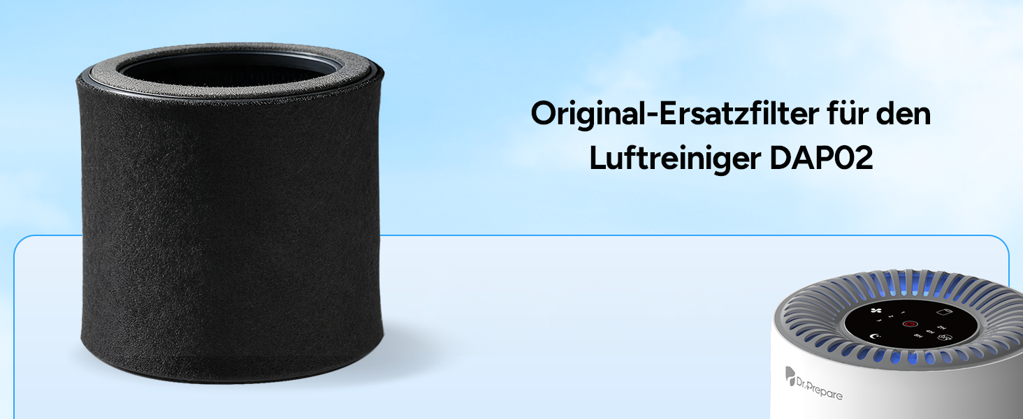 Повітряний фільтр DR.PREPARE для алергіків, тихий, енергоефективний, HEPA фільтр, видаляє 99,97% цвілі та пилу, миючий попередній фільтр, 15dB, режим сну, для спальні, офісу