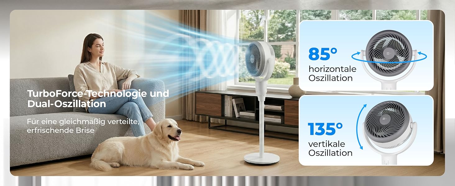 Вентилятор підлогово-настільний aeco AirX-Flow 100 з осциляцією 85° та 3 швидкостями
