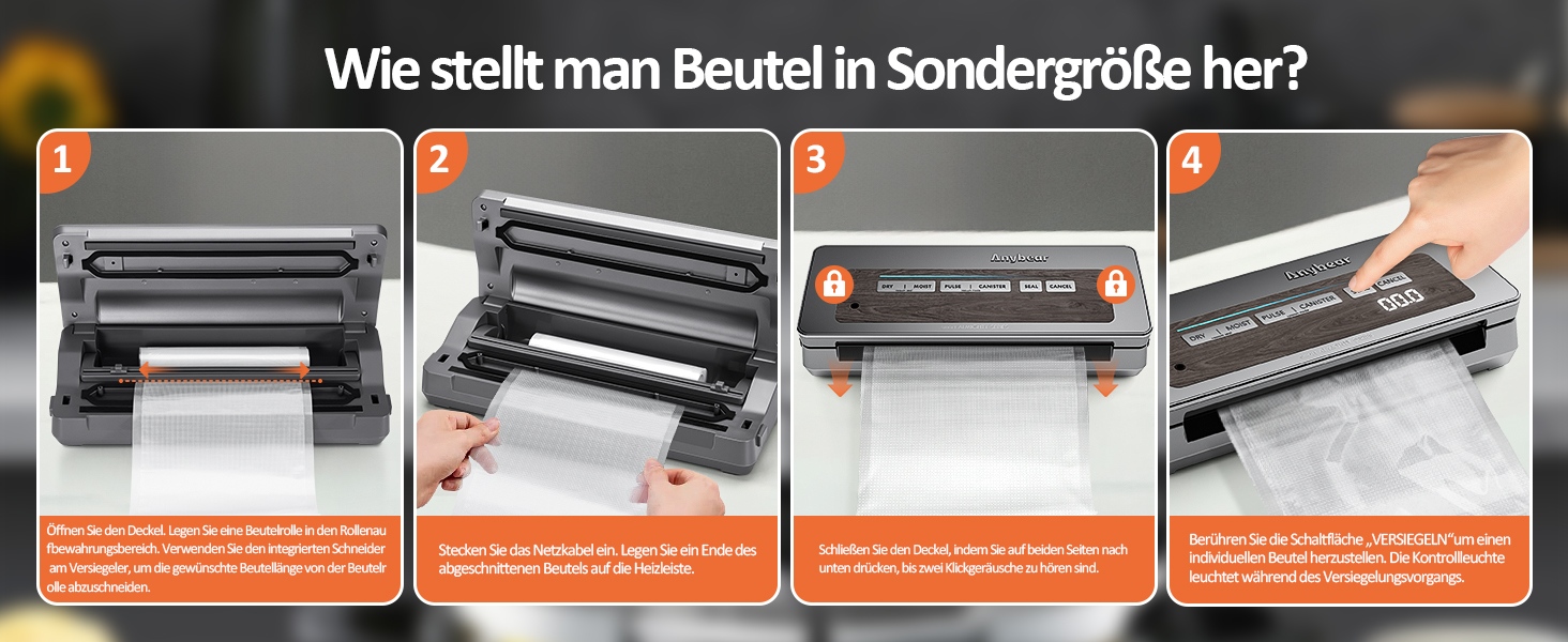 Вакууматор для продуктів з вбудованим різаком, 100 Вт, 90 кПа, цифровий таймер та відсіком для пакетів, сірий