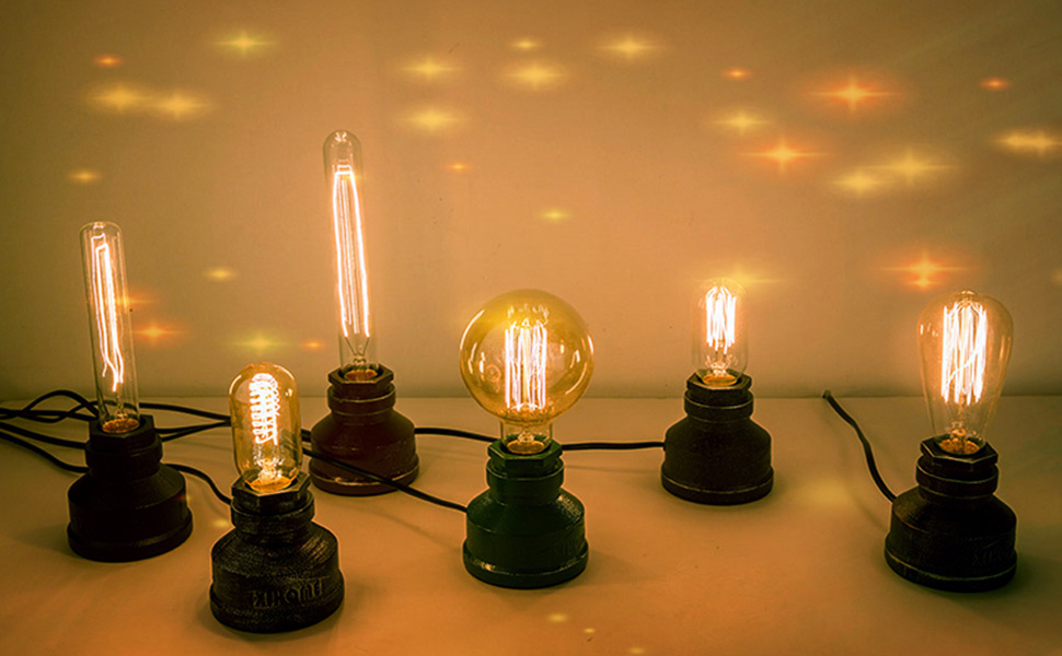 Настільна лампа XIHOME Vintage Steampunk, іржава, розетка E26, LED Edison, висота 3,5 дюйма