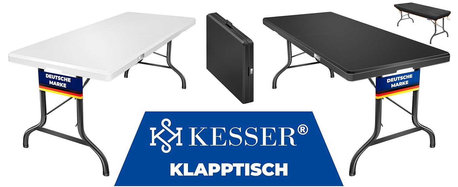 Стол KESSER® для пікніка, кемпінгу та саду, розкладний, 183x76 см, на 6 осіб, з чохлом та ручкою, антрацит