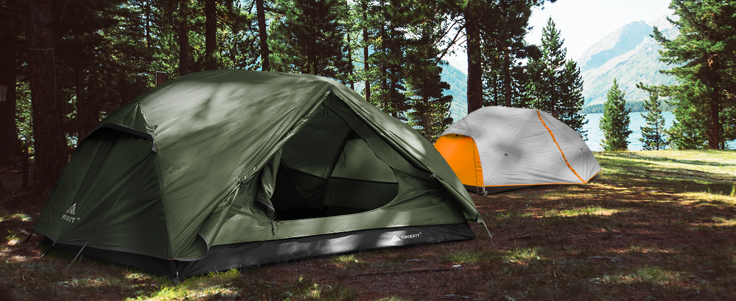 Намет кемпінговий Forceatt 2-3 особи, водонепроникний, вітростійкий, 3-4 сезони, червоний