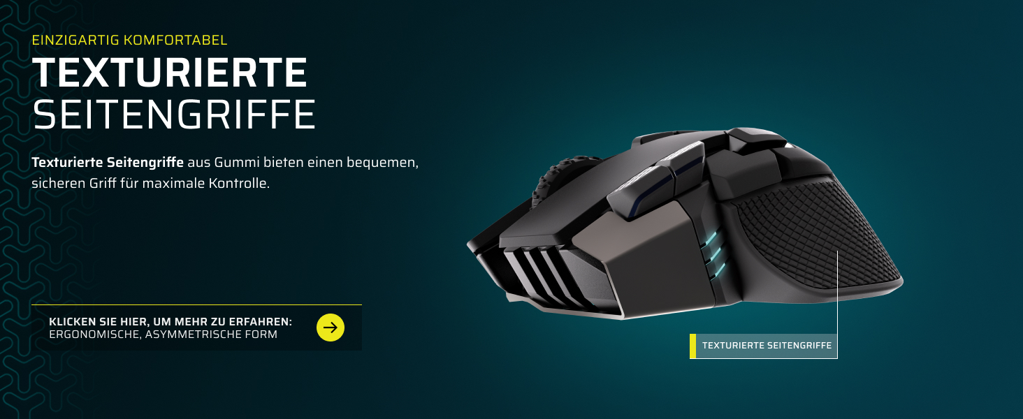 Бездротова ігрова миша Corsair IRONCLAW Wireless SE (2026) чорна: 26,000 DPI, ергономічний дизайн для великих долонь, 10 програмованих кнопок, для MOBA, FPS, MMO