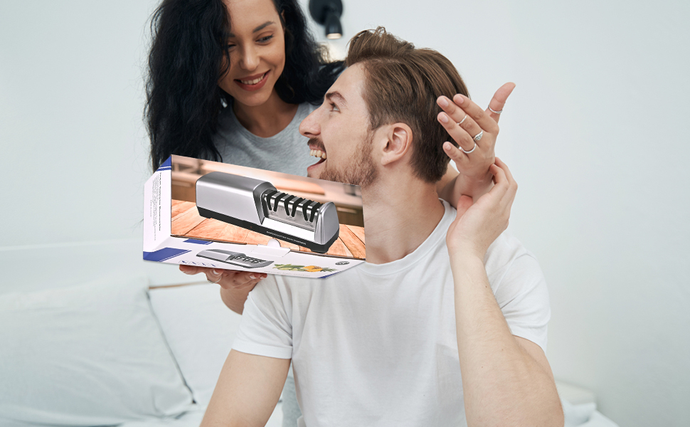 Електричний точило для ножів Herboom, 3-ступенева система з алмазним покриттям, для грубого шліфування, ремонту та заточування ножів