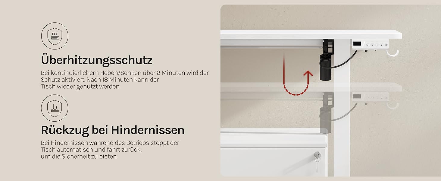 Електричний підйомний стіл WOLTU з функцією пам'яті та захистом від зіткнень, комп'ютерний стіл для дому та офісу, 100 x 48 см, білий