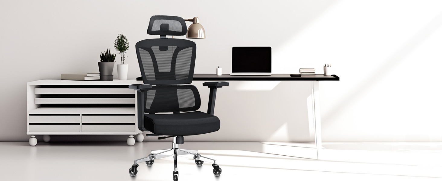 Ергономічне крісло для офісу та дому, 200 кг, чорний колір, з регульованою глибиною сидіння, 4D підлокітники, підтримка попереку, для тривалого сидіння, з пінопластовим наповнювачем