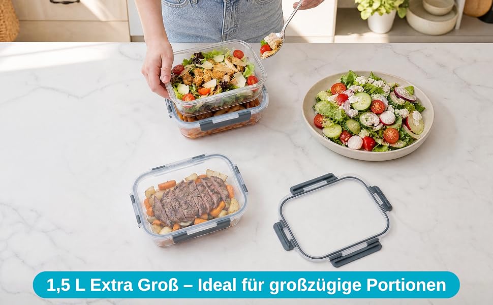Набір скляних контейнерів для їжі Igluu Meal Prep (10 шт) — 370 мл та 1050 мл, герметичні ланч-бокси для зберігання продуктів