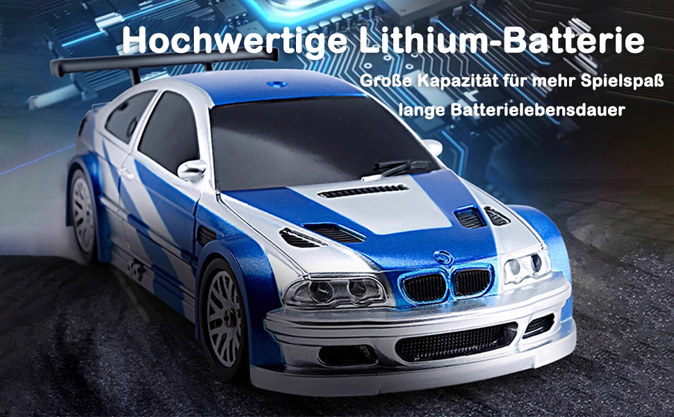 RC Автомобіль 1/43 Масштаб Готовий до Гонок Дрифт 4WD з Пультом, Світлодіодне Підсвічування, Синій