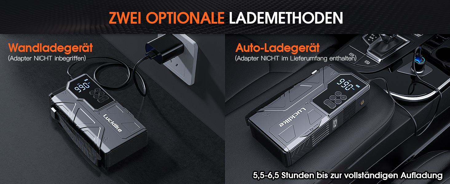 Powerbank з компресором Lucklike 150PSI, 5000A для авто, мото, газонокосарки (10.0л/8.0л Diesel)