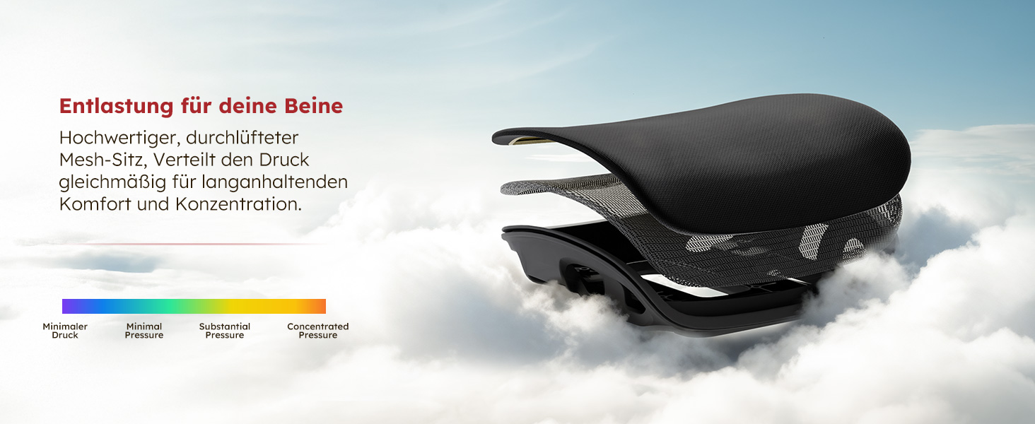 Ергономічне крісло для офісу Voll-Mesh з підголівником, підставкою для ніг, регульованою спинкою, підлокітниками, автоматичною поперековою підтримкою, PU-колесами, поворотним на 360°, до 150 кг, чорне