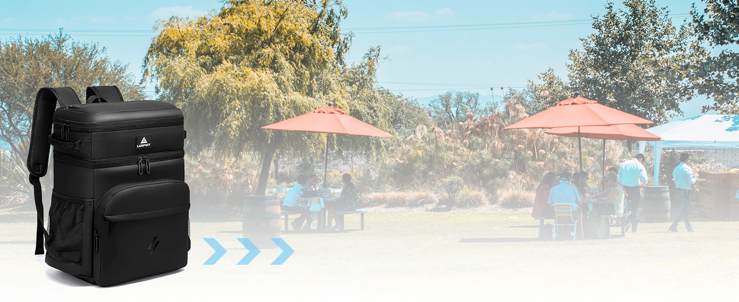 Рюкзак-холодильник Laripwit 54 літри: ізольований, тактичний, для пікніків, подорожей, кемпінгу, пляжу (33л) - чорний