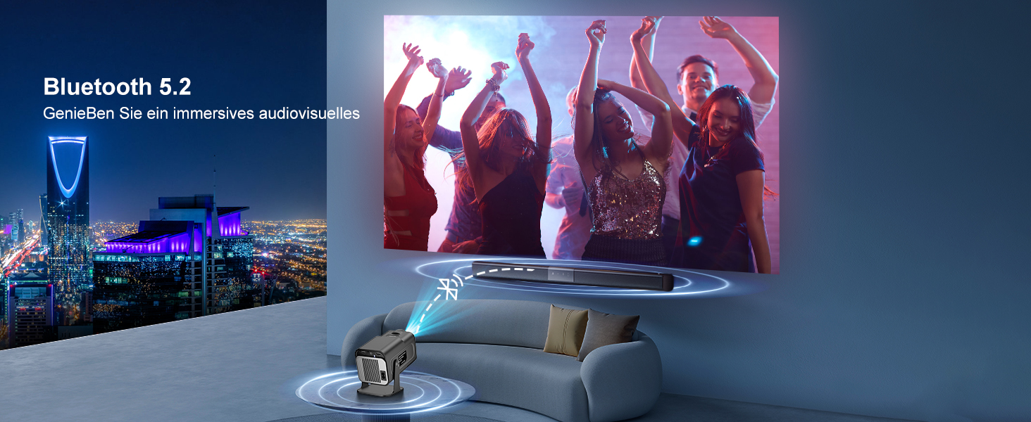 Beamer 4K HY260pro: Міні проєктор для дому та вулиці з WiFi 6, Bluetooth 5.4, Android TV, 180° обертання, 18000 люмен, 5W динамік