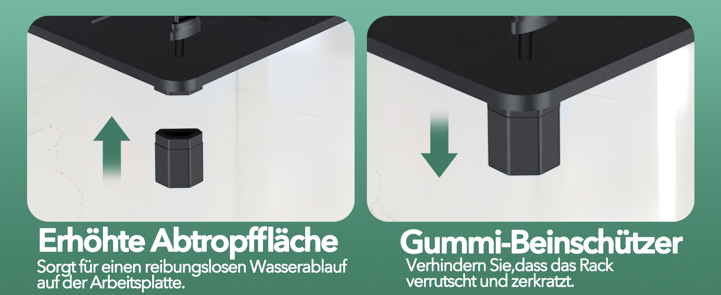 Сушарка для посуду ROTTOGOON розширювана, 2-ярусна, чорна: нержавіюча сталь, з висувним носиком та відділенням для столових приборів