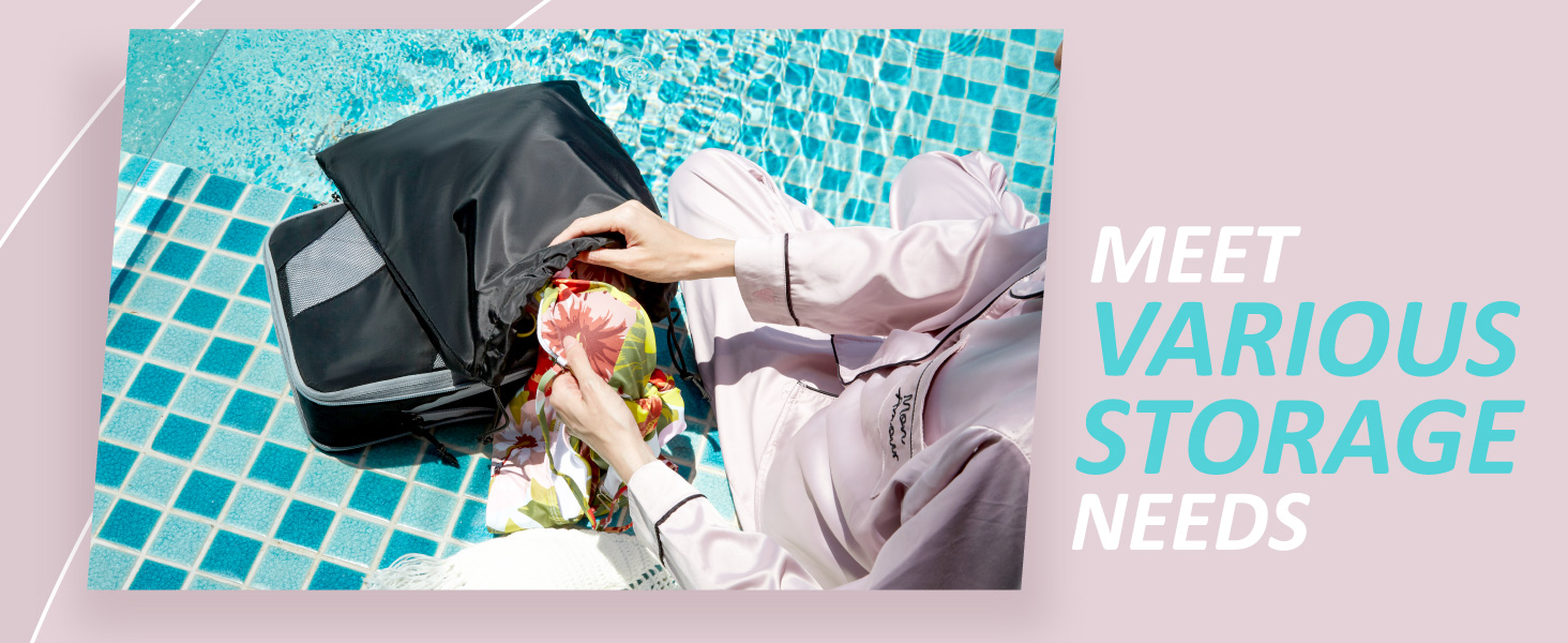 Набір компресійних органайзерів для подорожей BAGSMART для валізи та ручної поклажі, 6 шт, Rose (Baby Blue)