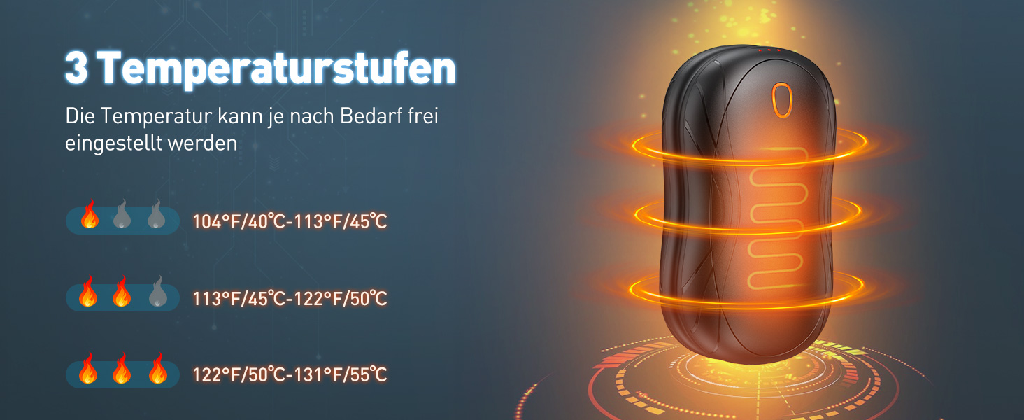 Електричні грілки для рук Cnkeeo 2 шт. з роздільним магнітним з'єднанням, Powerbank USB, 3 режими нагріву, для активного відпочинку, риболовлі, полювання, чорно-білі (чорний)