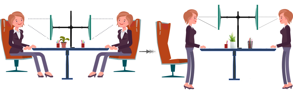 Тримач для монітора на стіл для 2 моніторів, регульована висота 80 см, чорний, MD6842