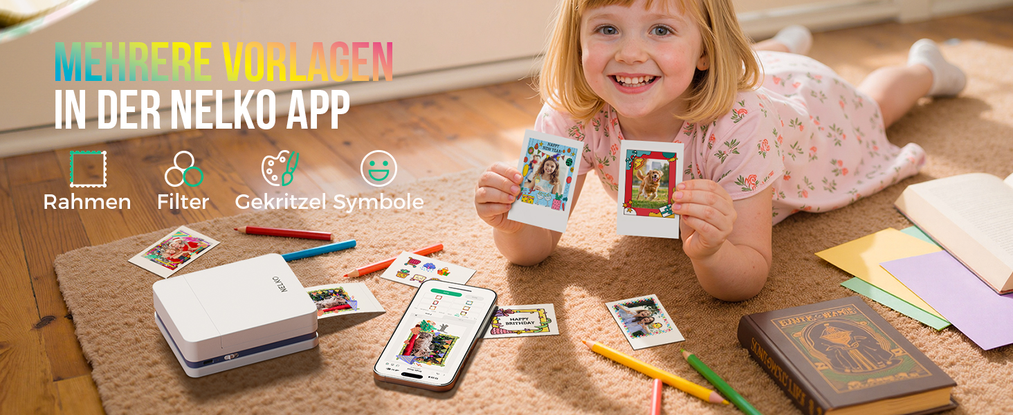 Портативний міні-принтер Nelko PP01 для фотографій з телефону. 20 листів паперу, принтер-наклейка, для iOS & Android, білий