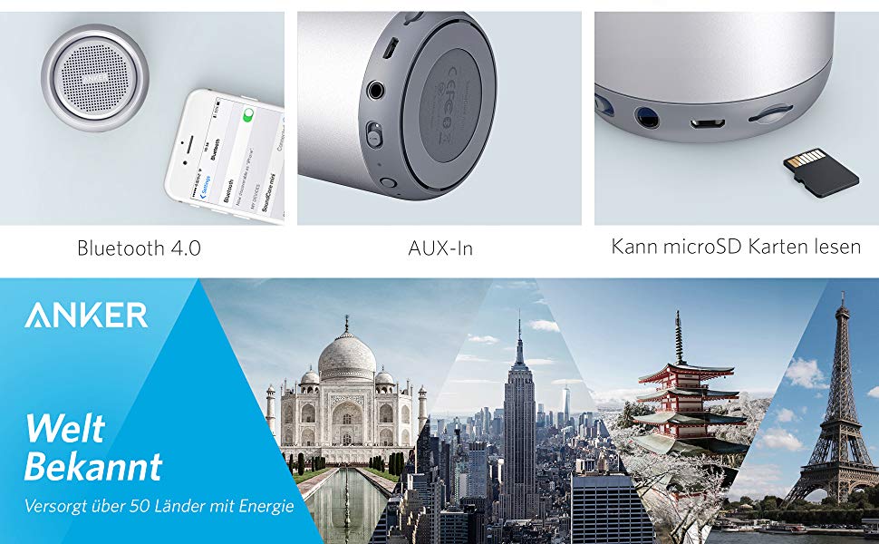 Портативна Bluetooth колонка Anker Soundcore Mini срібна: 15 годин роботи, FM радіо, потужний бас