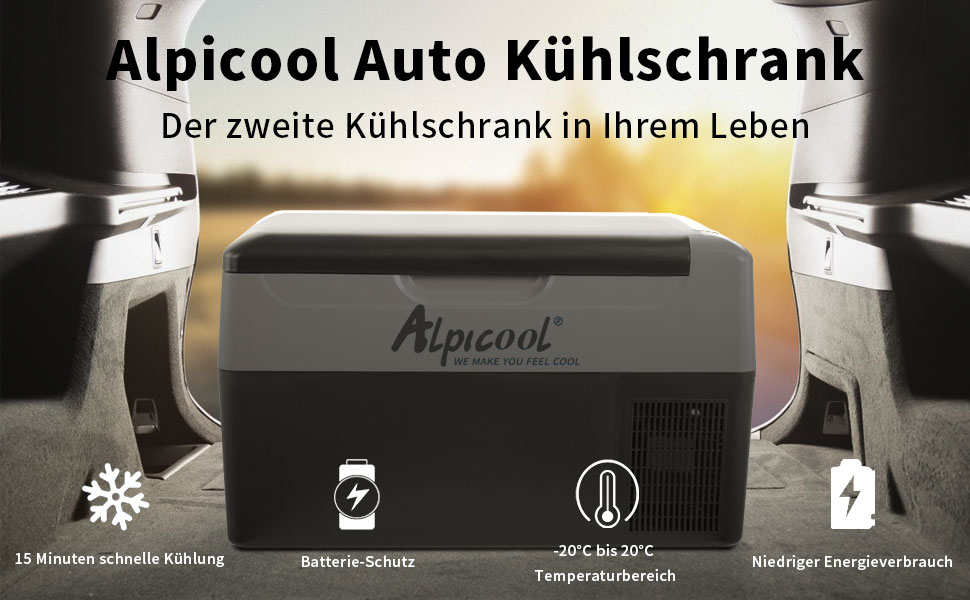 Автомобільний компресорний холодильник Alpicool G22 22Л, портативна морозильна камера для авто, вантажівок та човнів, 12/24В, діапазон -20°C до +20°C