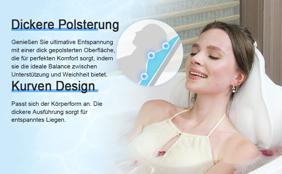 Подушка для ванни Poemland Extra Dickes – велика, з підтримкою шиї, спини та голови (сіра)