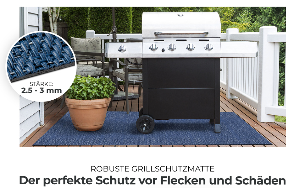 Захисний килимок для гриля Floordirekt Grillmatte Geona 90x180 см для газових та вугільних грилів - захист підлоги, тераси, саду