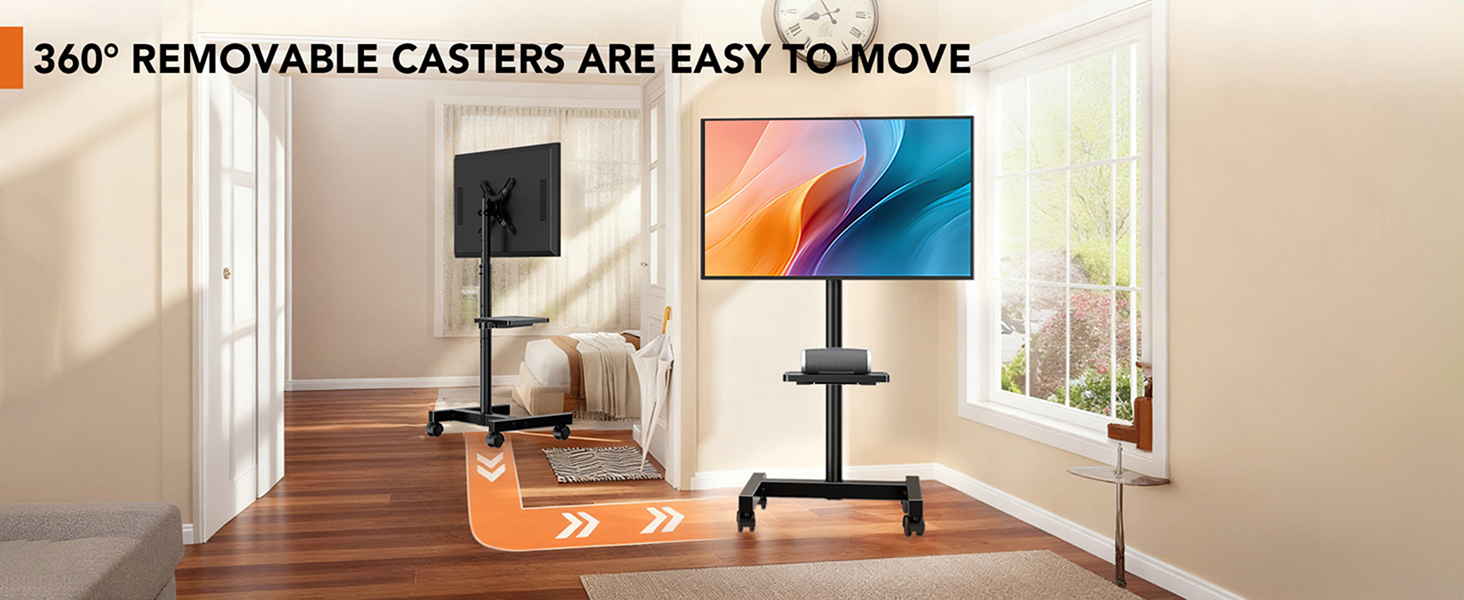 Підставка для телевізора Hemudu з колесами 23-60 дюймів, VESA 400x400 мм, до 35 кг, регульована висота