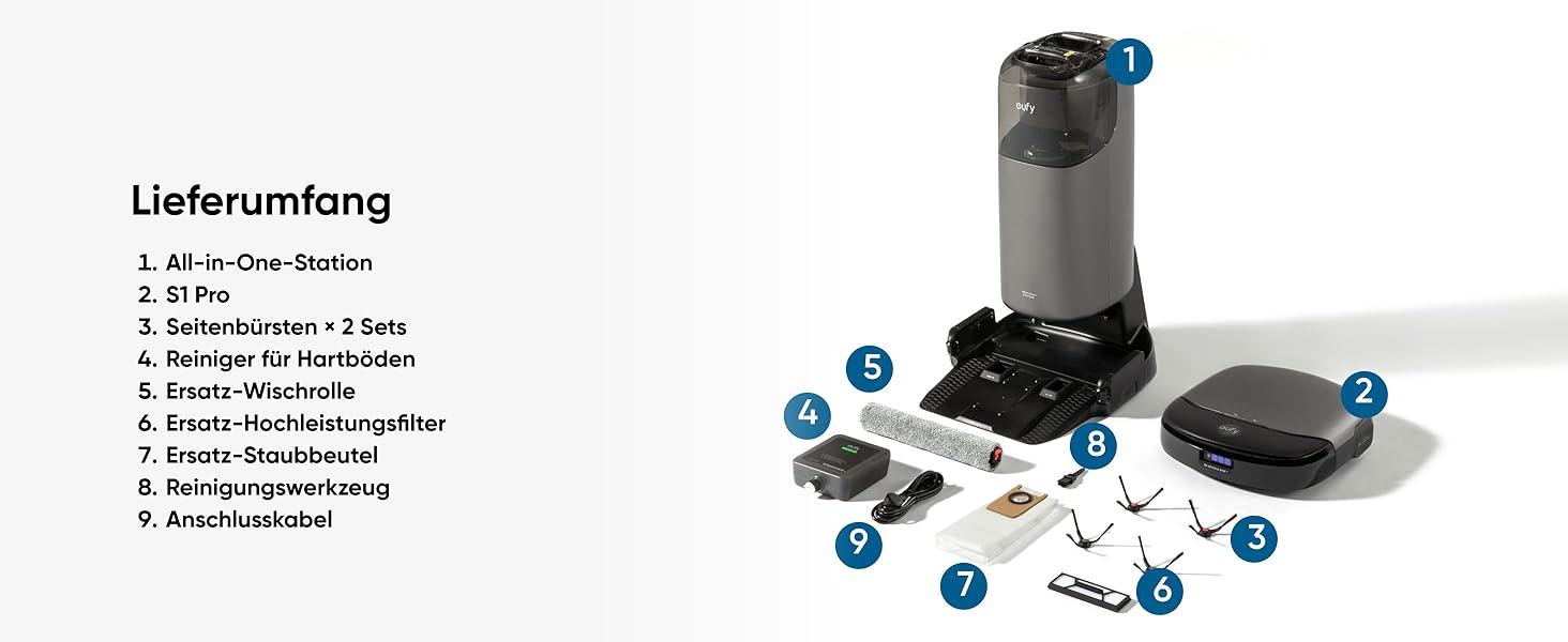 Робот-пилосос eufy L60 з базою самостійного очищення, потужність 5000Pa, захист від намотування волосся, 60 днів без випорожнення, iPath лазерна навігація (відновлений) (S1 Pro)