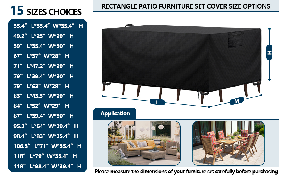 Захисний чохол для садово-патіо меблів, водовідштовхувальний, 420D Oxford, анти-UV, для столів та інших меблів, чорний, 150x90x75 см