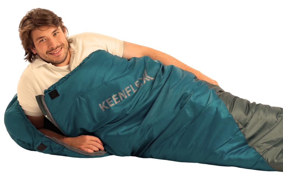 Спальний мішок KeenFlex 3-4 сезони, +7.2°C до -23.4°C, 1500/2150 г, для кемпінгу, літній та зимовий, машинне прання