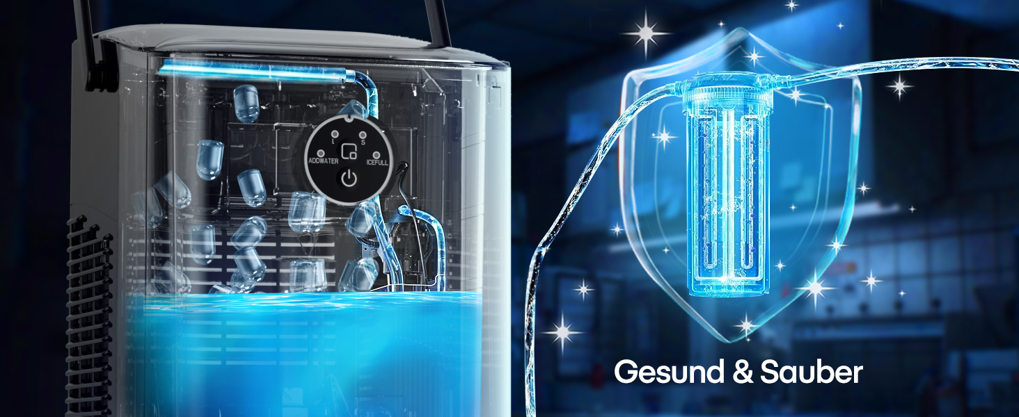 Льодогенератор Fohere 14 кг/24 год, швидке виробництво льоду (5 хв), 2 розміри кулеподібного льоду, самоочищення, з ручкою, лопаткою та кошиком для вечірок, офісу, кемпінгу - Чорний