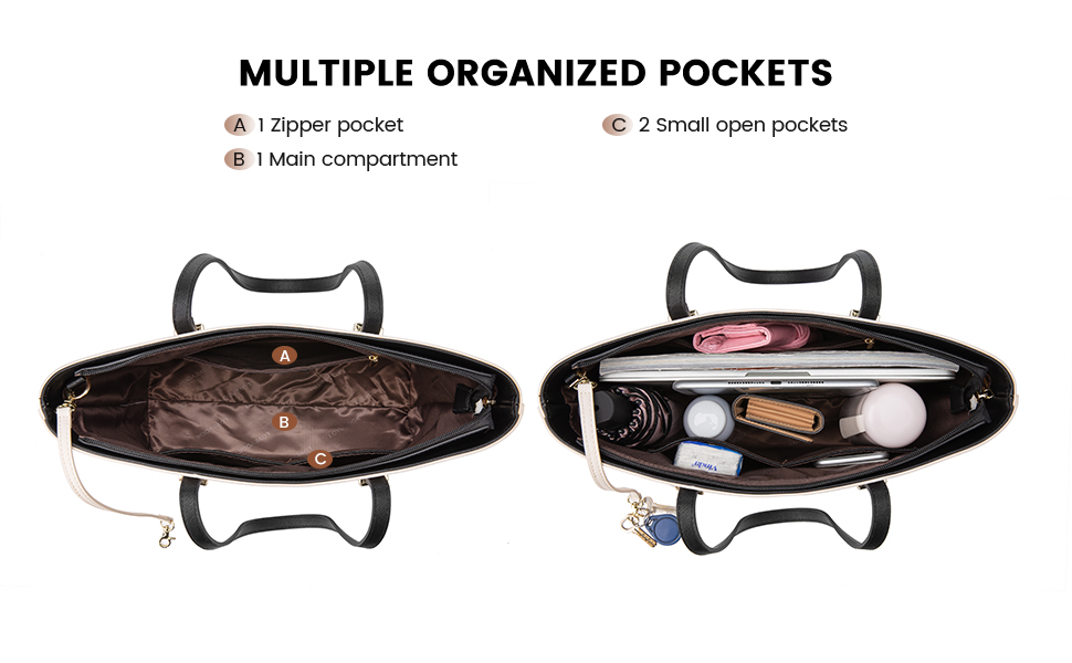 LOVEVOOK Сумка-шопер для жінок, велика сумка на плече, шкіряна сумка LOVEVOOK, 3-частинний набір (C Бежевий Хакі)