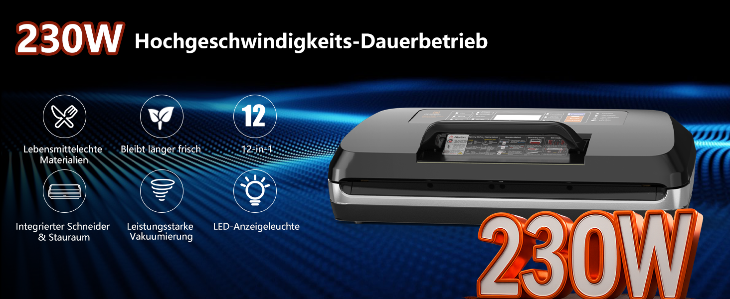 Вакууматор для продуктів 12-в-1, вакуумний пакувальник з подвійним швом, вбудованим різаком та лотком для збору рідини, 95кПа, чорний
