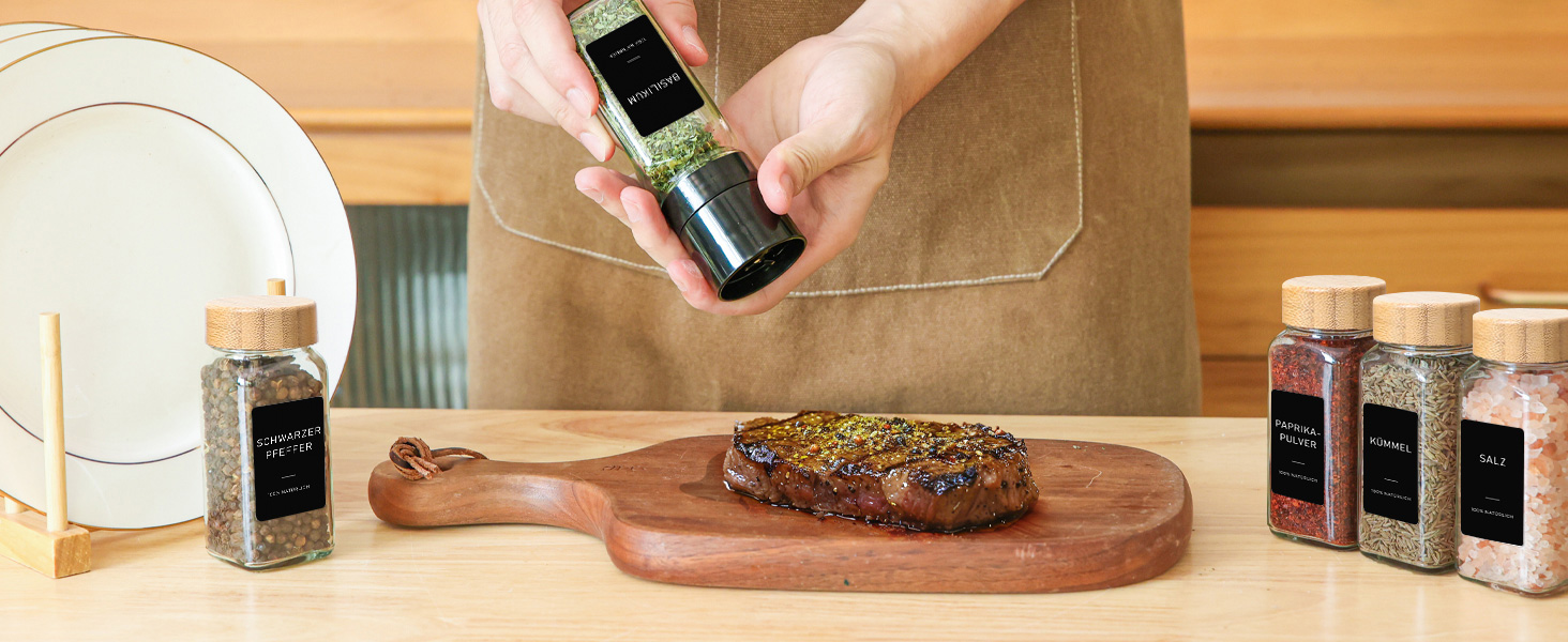 Набір банок для спецій ComSaf (24×120 мл) з мітками, дозатори, з нержавіючої сталі, органайзер