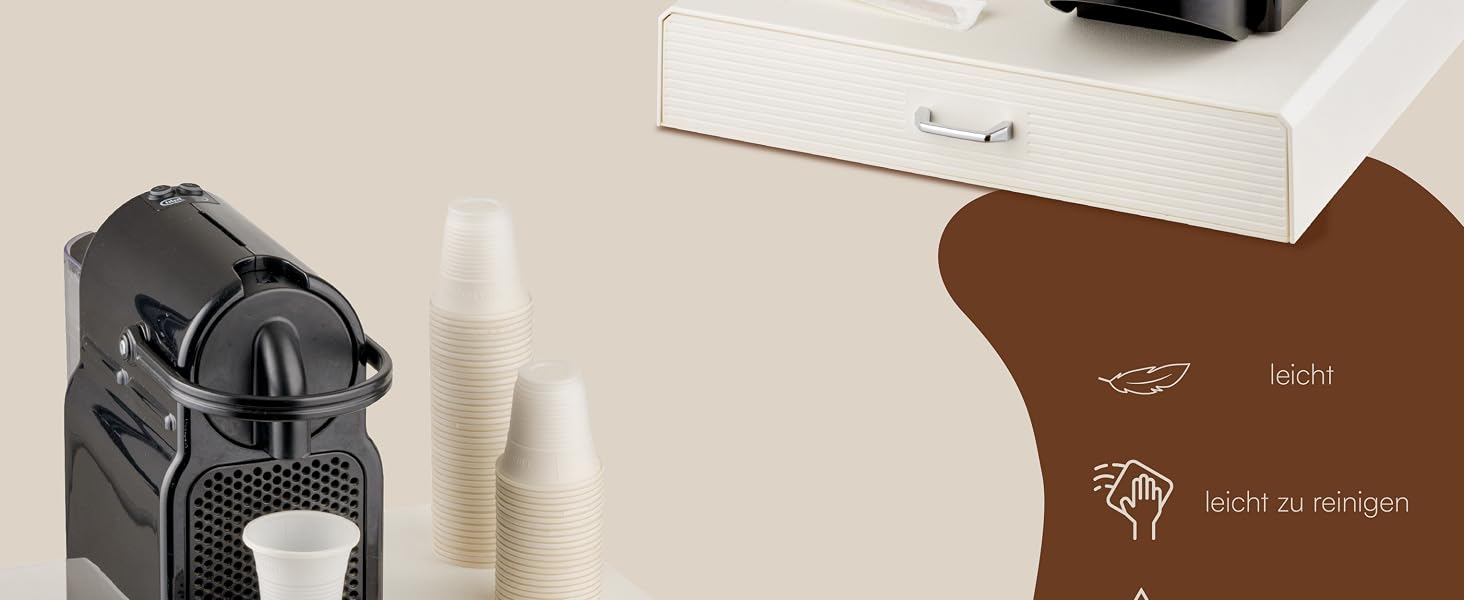 Органайзер для кавових капсул Baroni Home, універсальний підставок для Nespresso та Dolce Gusto, відсіки для чаю та аксесуарів, 2 шухляди, пластиковий, 34x13x34 см, чорний