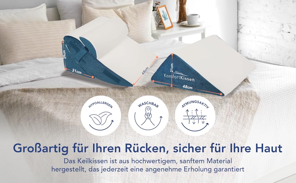 Набір подушок Keilkissen 4 шт. | Ергономічний набір подушок 12 в 1 з знімним та пральним чохлом для сну та читання