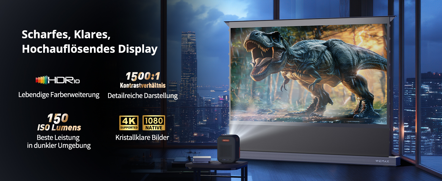 WEMAX Mini проєктор: 4K, 1080p, Smart, Dolby Audio, WiFi, Bluetooth. Підтримка Netflix та Google TV для дому та на вулицю